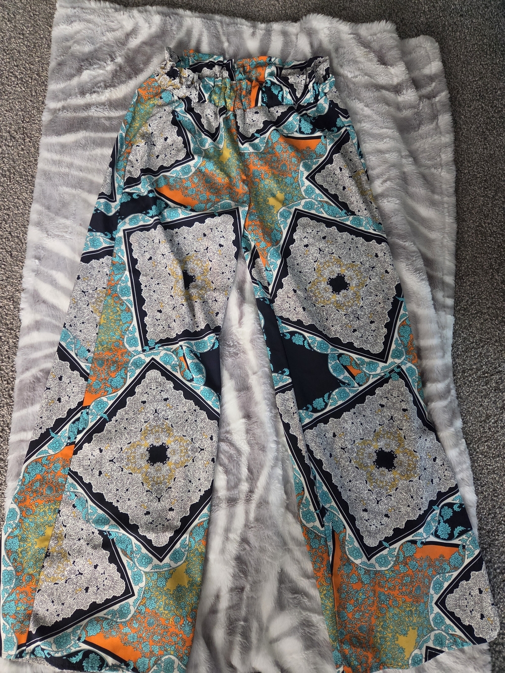 Black Bead A-Line Skirt-Pant in Teal, Orange, Black